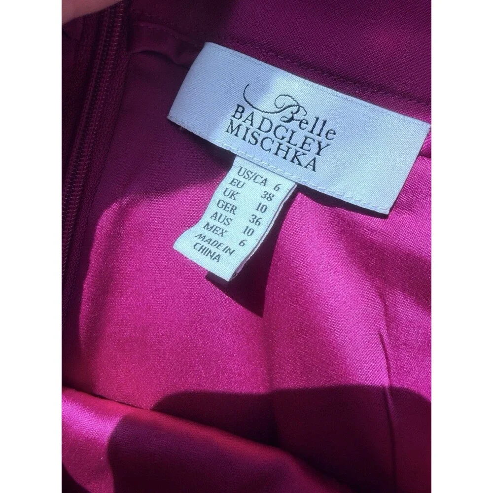 Belle Badgley Mischka Skirt Womens Sz 6 Fuchsia Pink Stacey Pencil Tulip Pleated